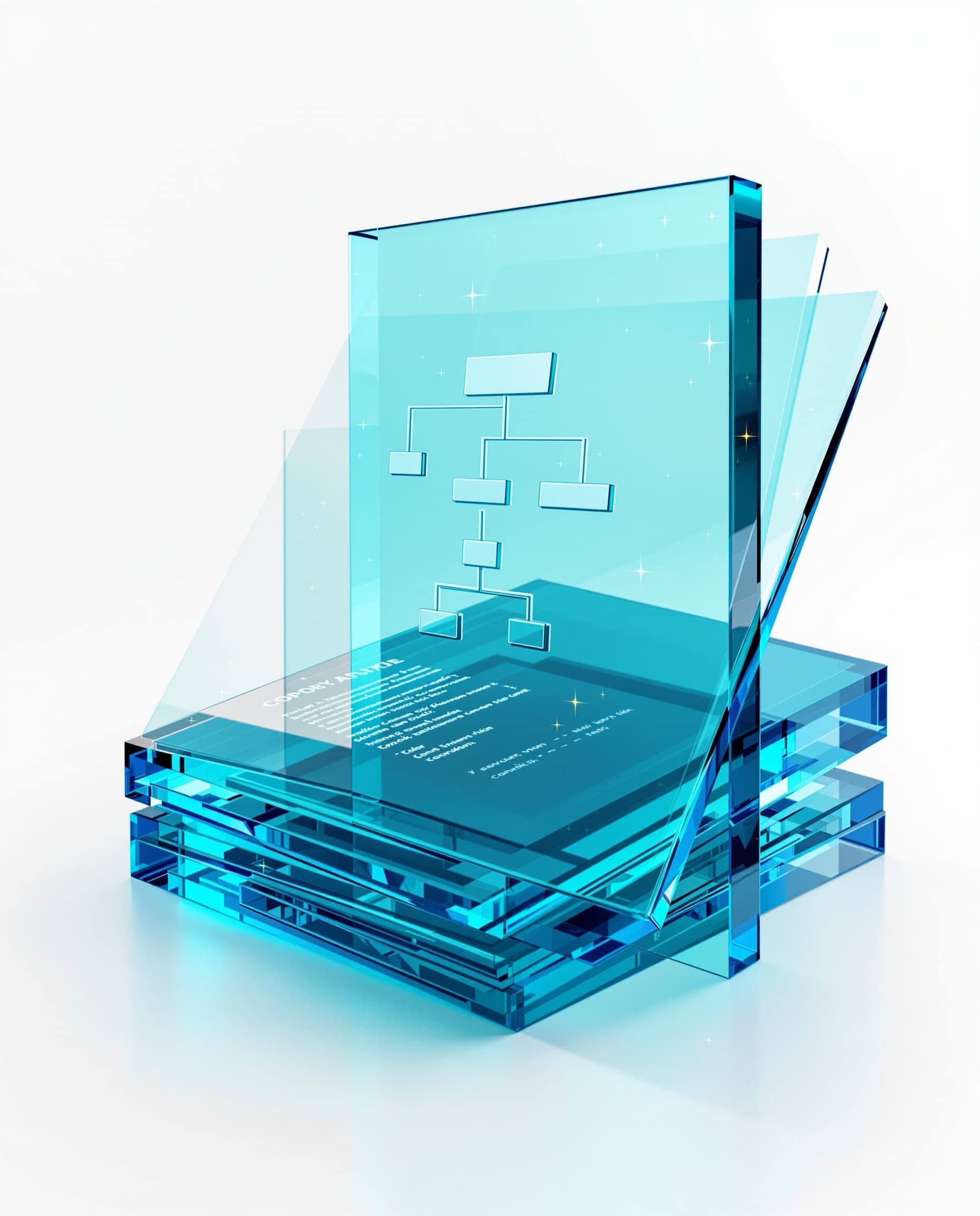 Company-specific, not off-the-shelf — glass render